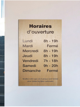 Plaque horaire bois