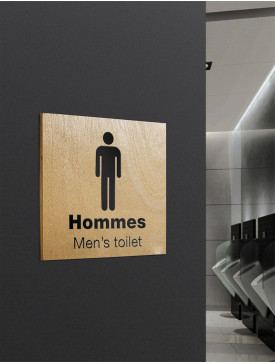 Toilette hommes carré bois